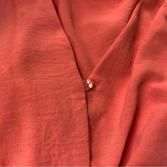 FRAICHE BY J Wrap Front Long Sleeve Dress in Coral - Picture 10 of 13